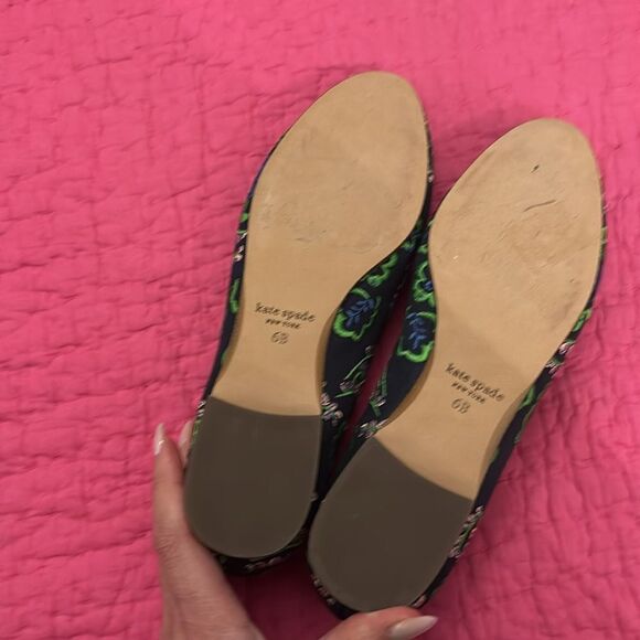 Kate Spade Women's Floral Embroidered Loafers - Black and Green, US6 - Picture 6 of 8